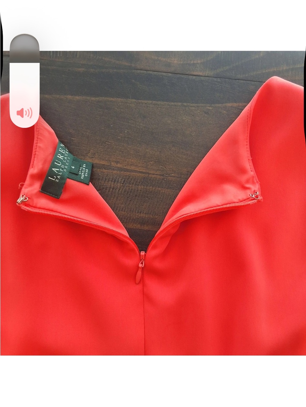 Ralph Lauren Coral-Red Sleeveless Draped V-Neck Midi Dress - Picture 5 of 5